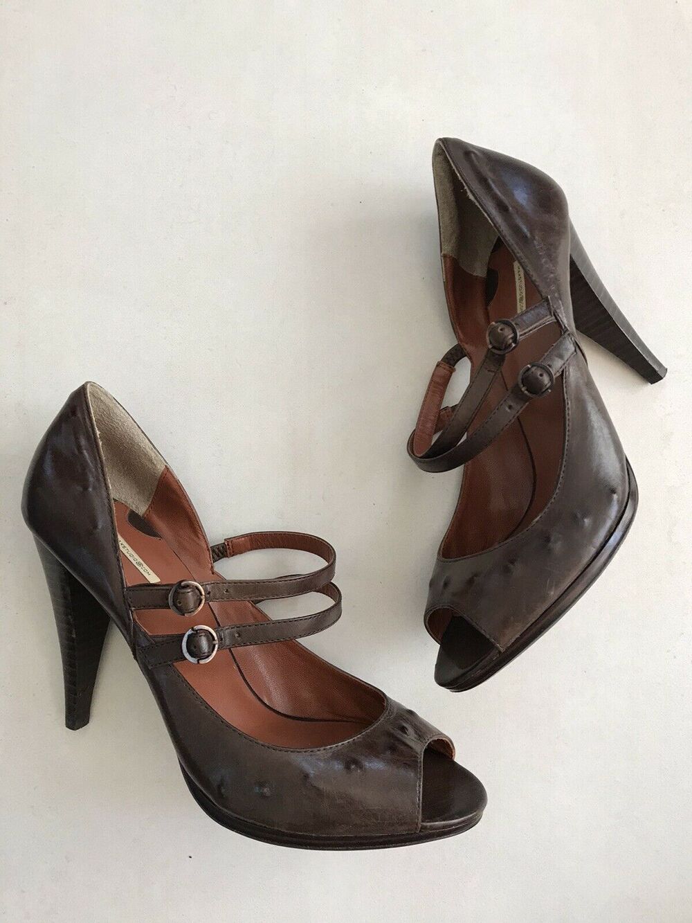 Max Studio Xpand Leather Peep Toe Heels